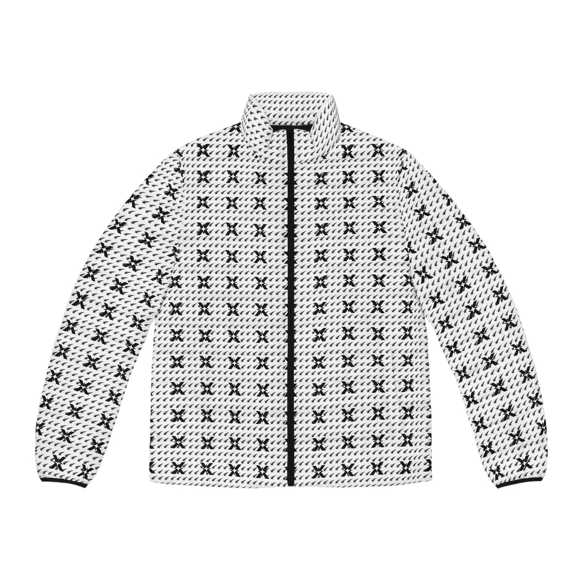 Men's Monogram Puffer Jacket — All-Over Black Star Pattern