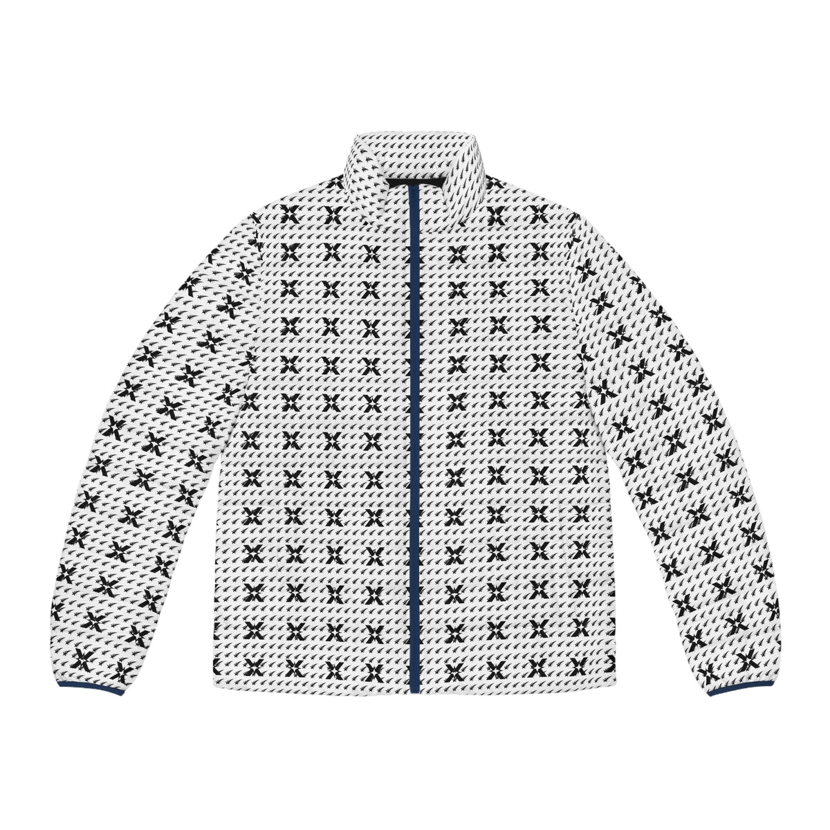 Men's Monogram Puffer Jacket — All-Over Black Star Pattern